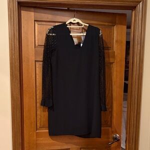 Chic Black Dress with Lace Sleeves